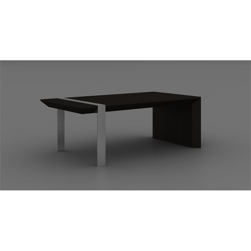 Wenge Waterfall Wood Coffee Table with Brushed Stainless Steel Leg