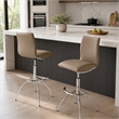 Height Adjustable Chrome Base Bar Stool in Taupe (Set of 2)