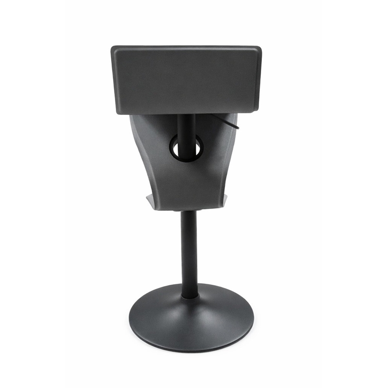 Height Adjustable Barstool in Gray Vinyl with Black Powder Coated Round Base