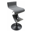 Height Adjustable Barstool in Gray Vinyl with Black Powder Coated Round Base
