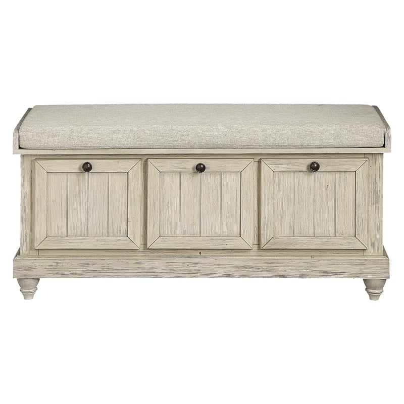 Lexicon Woodwell Wood Storage Bench in White