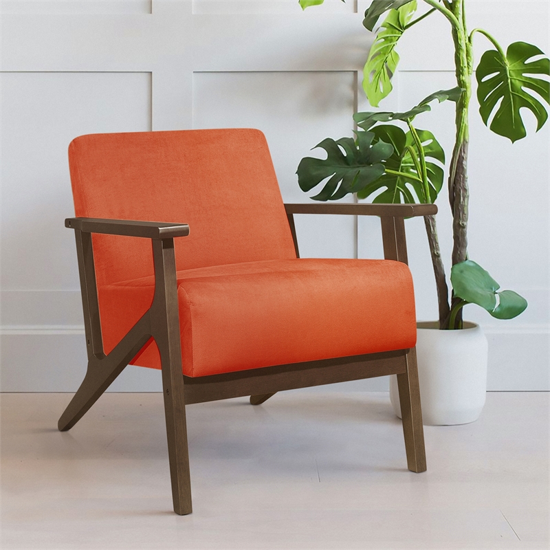 Lexicon August Velvet Upholstered Accent Chair in Orange
