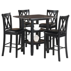 Lexicon Norman 5 Piece Solid Wood Counter Height Dining Set in Black