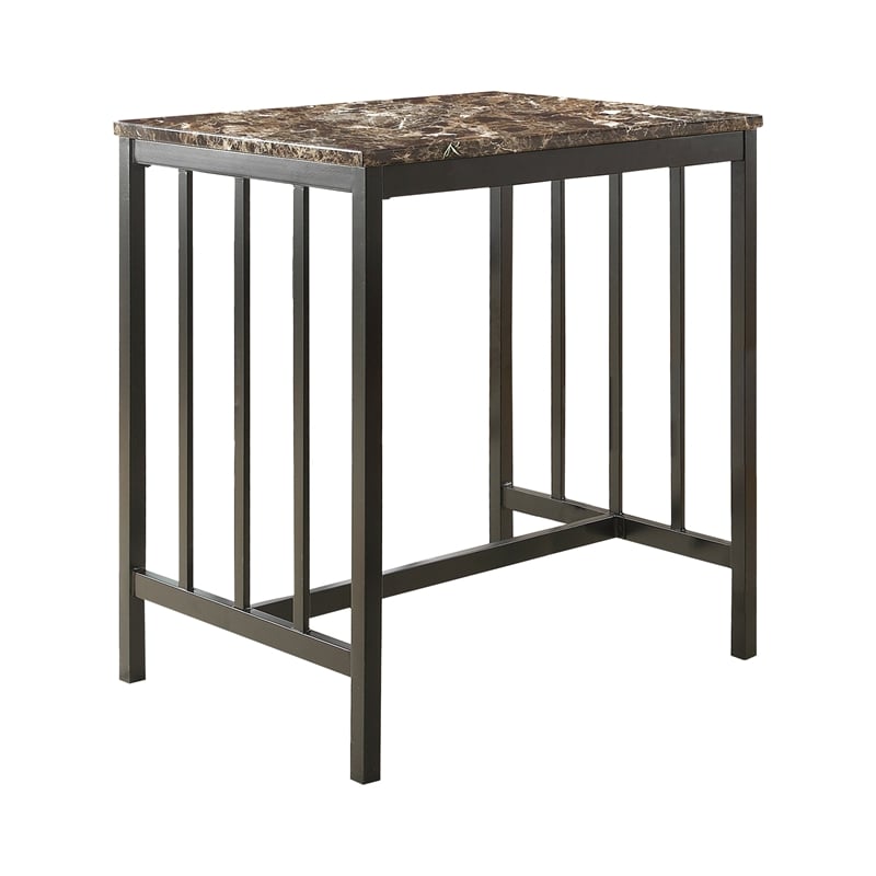 Lexicon Edgar 3 Piece Faux Marble Top Counter Height Dining Set in Black