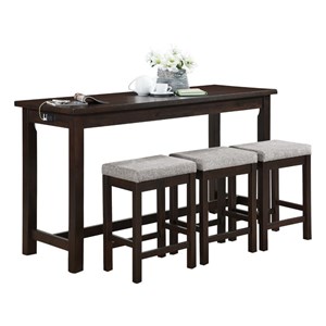 Lexicon Connected 4 Piece Wood Counter Height Dining Set in Espresso