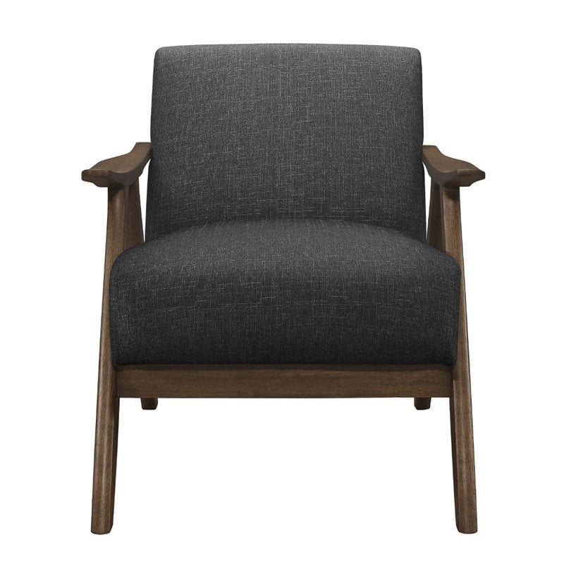Lexicon Damala Mid-Century Fabric Upholstered Accent Chair in Dark Gray