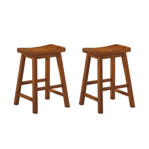 Lexicon Saddleback 24&quot Solid Wood Counter Stool in Oak (Set of 2)