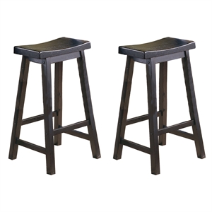 Lexicon Saddleback 29&quot Solid Wood Bar Stool in Black (Set of 2)