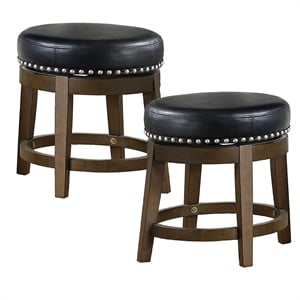 Lexicon Westby 18&quot Faux Leather Round Swivel Dining Stool in Black (Set of 2)