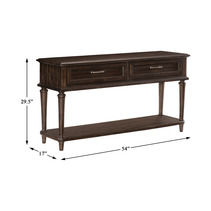 Lexicon Cardano Wood 2 Drawer Console Table in Driftwood Charcoal