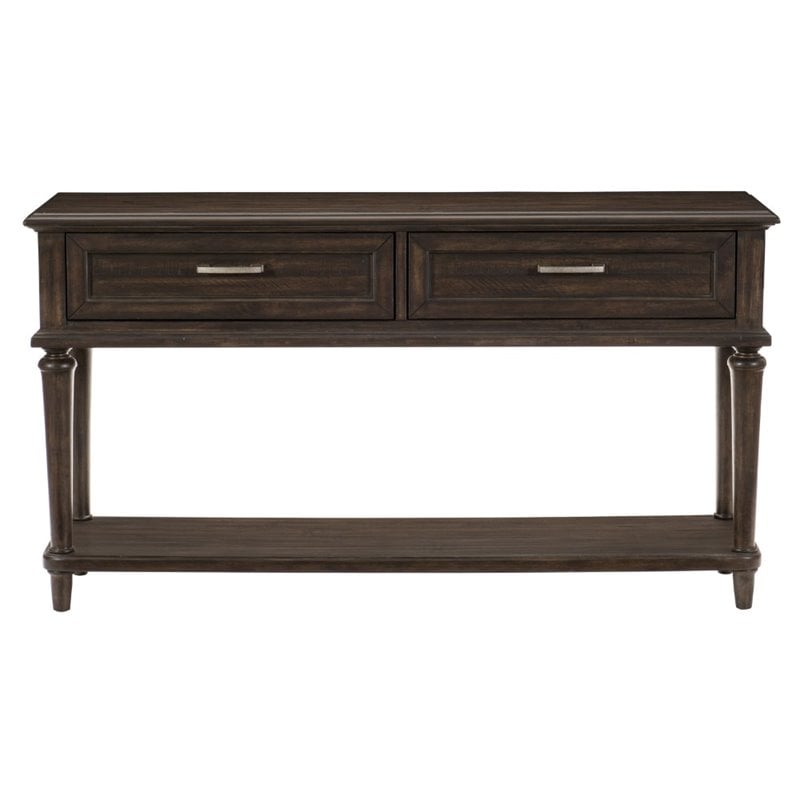 Lexicon Cardano Wood 2 Drawer Console Table in Driftwood Charcoal