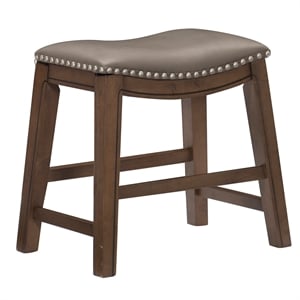 Lexicon Ordway 18&quot Faux Leather Saddle Dining Stool in Gray