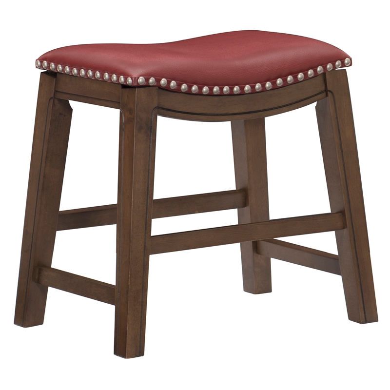 Lexicon Ordway Faux Leather Saddle Dining Stool in Red
