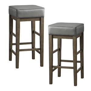 Lexicon Pittsville 29&quot Faux Leather Bar Stool in Antique Gray (Set of 2)