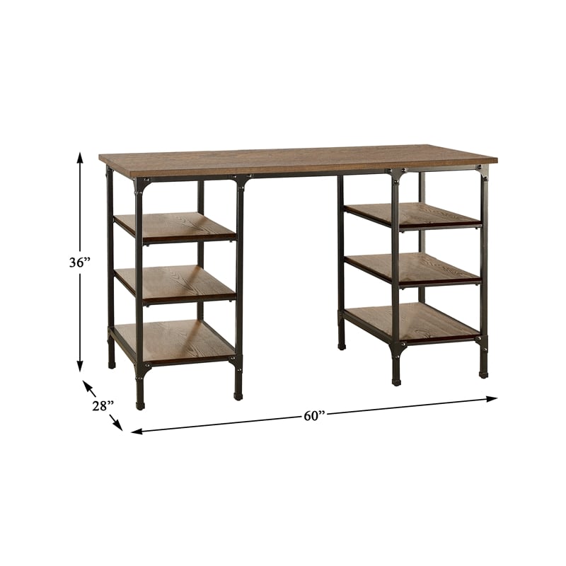 Lexicon Millwood Metal Counter Height Writing Desk in Brown and Black