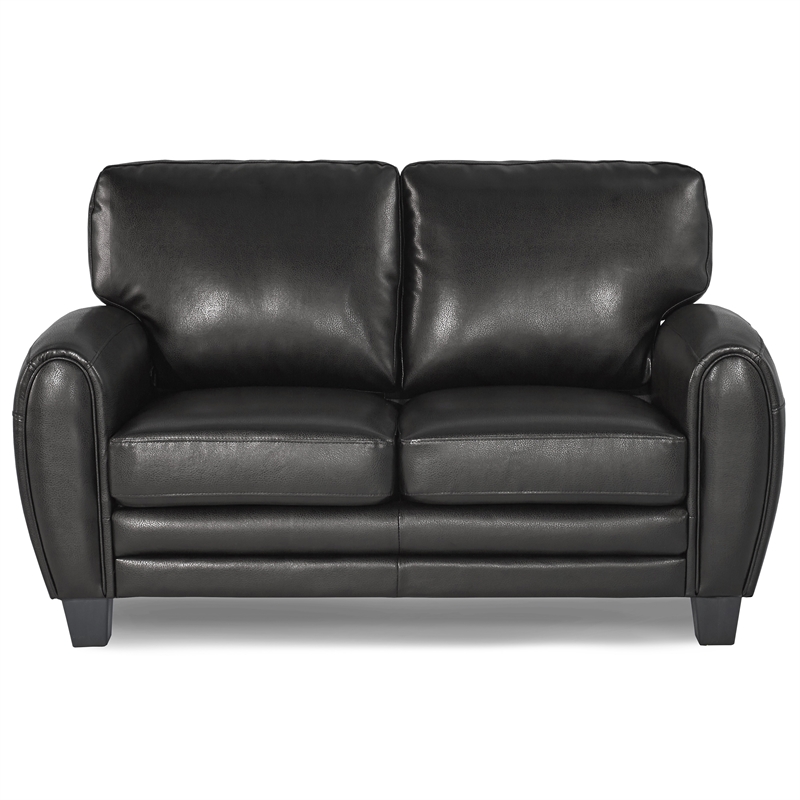 Lexicon Rubin Bonded Leather Loveseat in Black