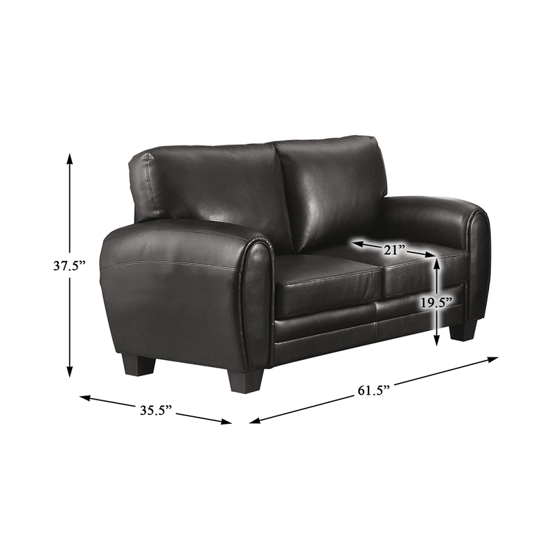Lexicon Rubin Bonded Leather Loveseat in Black