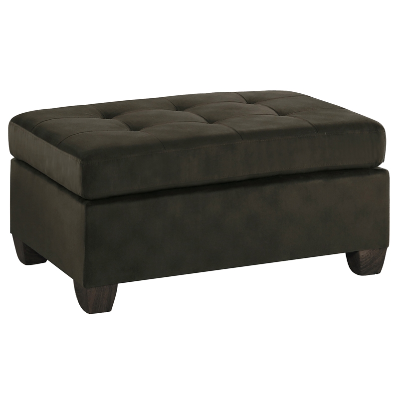 Lexicon Emilio Velvet Upholstered Ottoman in Chocolate