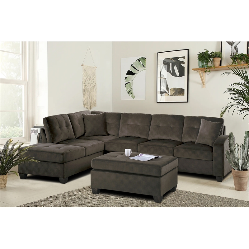 Lexicon Emilio Velvet Upholstered Ottoman in Chocolate
