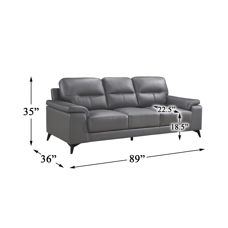Lexicon Mischa Leather Match Sofa in Dark Gray