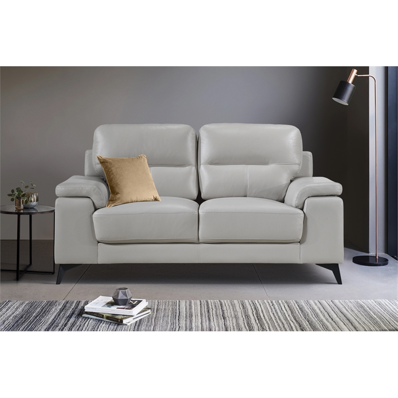 Lexicon Mischa Leather Match Loveseat in Silver Gray