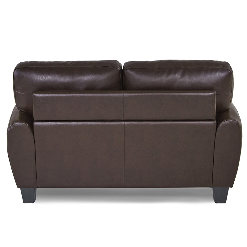 Lexicon Rubin Bonded Leather Loveseat in Dark Brown