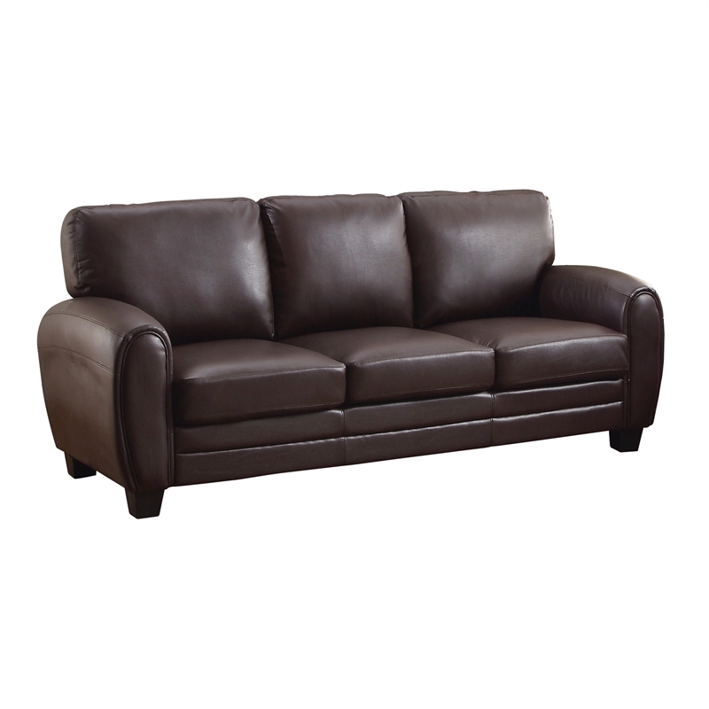 Lexicon Rubin Faux Leather Uholstery Sofa in Dark Brown Color