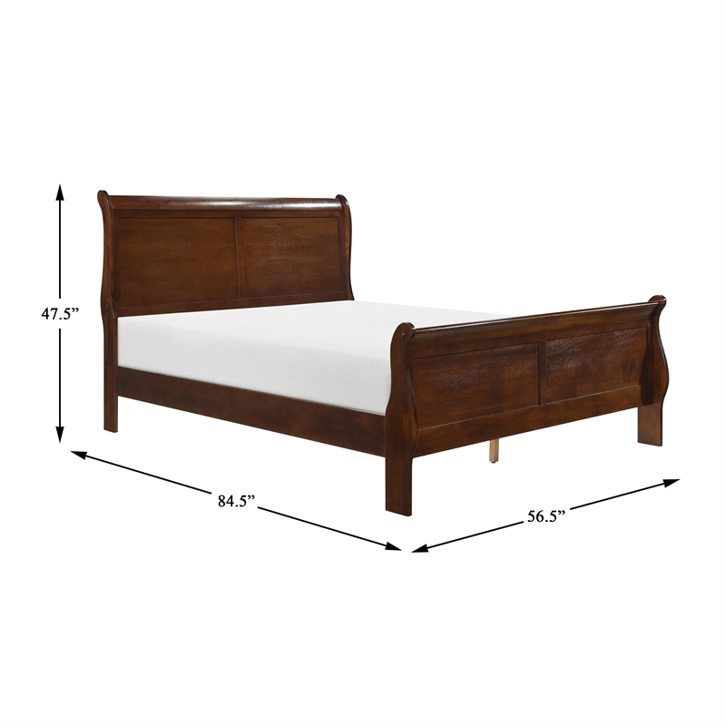 Lexicon Mayville Traditional Wood Full Sleigh Bed in Brown Cherry