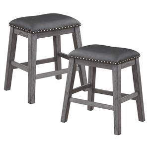 Lexicon Timbre Contemporary Wood Counter Height Stools in Gray (Set of 2)