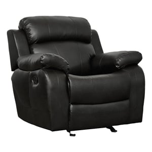 Lexicon Marille Traditional Faux Leather Glider Reclining Chair in Black