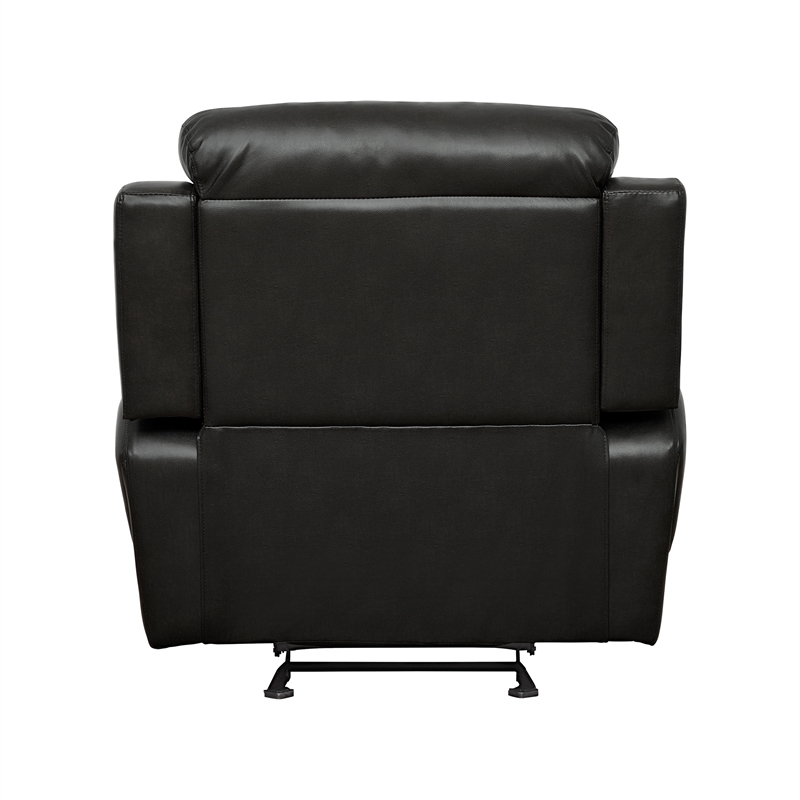 Lexicon Marille Traditional Faux Leather Glider Reclining Chair in Black