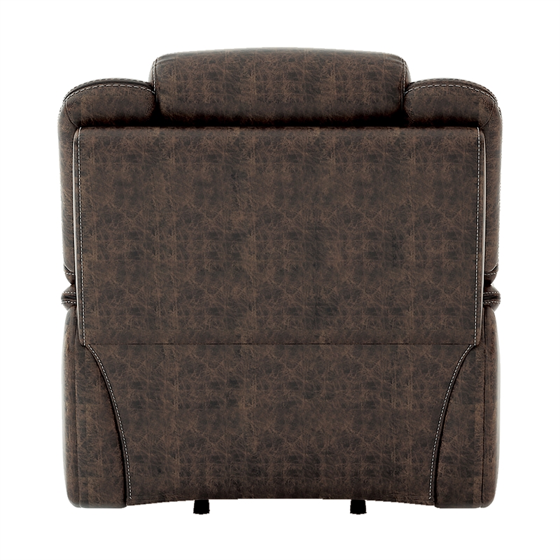 Lexicon Madrona Hill Traditional Microfiber Glider Reclining Chair in Dark Brown