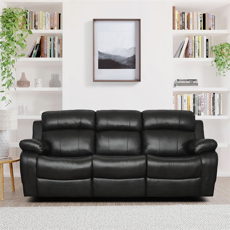 Lexicon Marille Double Reclining Sofa with Center Drop-Down Cup Holders in Black