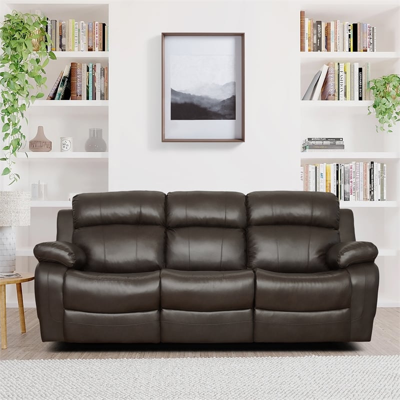 Lexicon Marille Double Reclining Sofa with Center Drop-Down Cup Holders in Brown