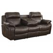 Lexicon Marille Double Reclining Sofa with Center Drop-Down Cup Holders in Brown