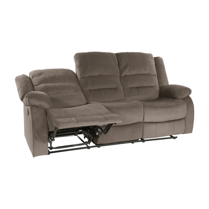 Lexicon Jarita Microfiber Fabric Double Reclining Sofa in Chocolate