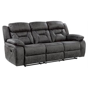 Lexicon Madrona Hill Traditional Microfiber Double Reclining Sofa in Gray