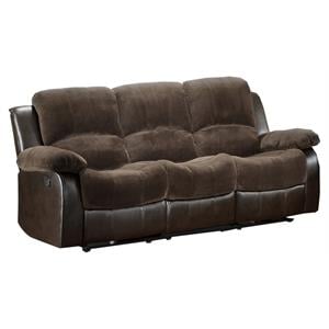 Lexicon Cranley Traditional Microfiber Double Reclining Sofa in Chocolate