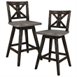 Lexicon Amsonia Wood Dining Swivel Counter Stools in Distressed Gray (Set of 2)