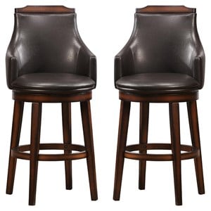 Lexicon Bayshore Wood Pub Height Swivel Stools in Dark Brown (Set of 2)