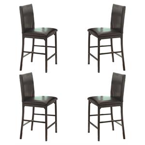 Lexicon Tempe Metal Counter Height Dining Chairs in Black and Brown (Set of 4)