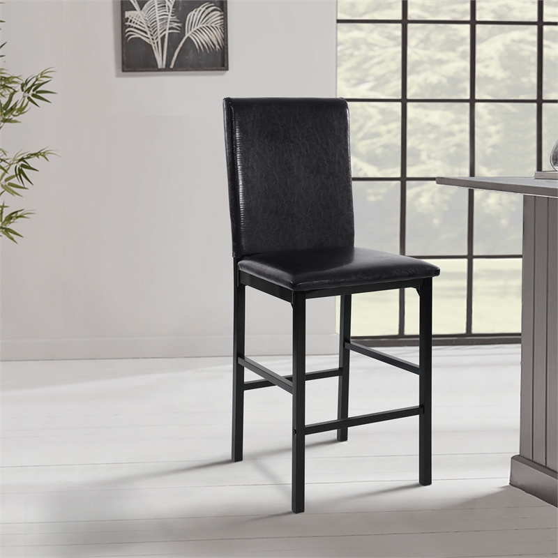 Lexicon Tempe Metal Counter Height Dining Chairs in Black and Brown (Set of 4)