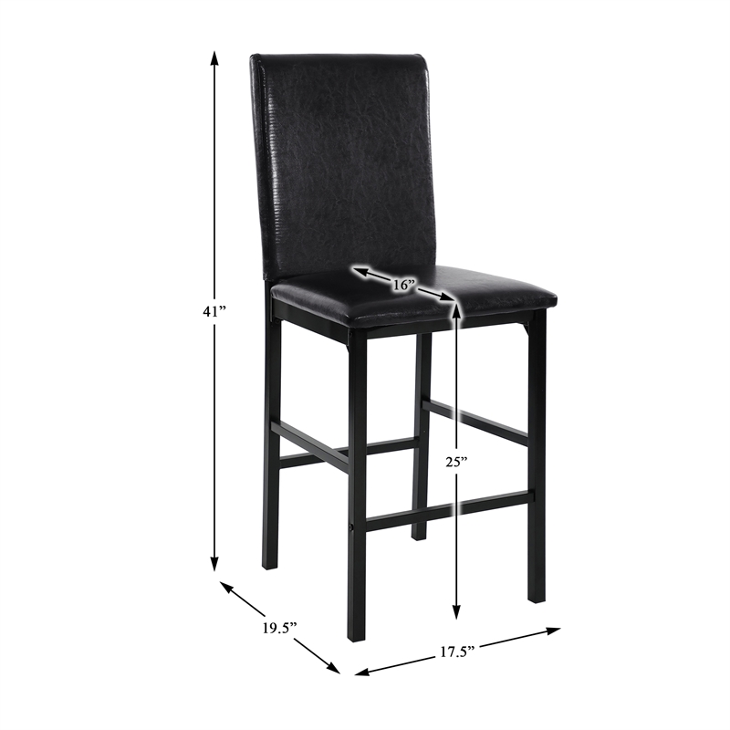 Lexicon Tempe Metal Counter Height Dining Chairs in Black and Brown (Set of 4)