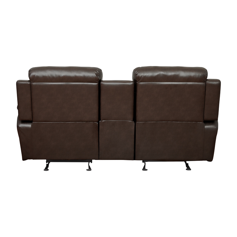 Lexicon Marille Double Glider Reclining Loveseat with Center Console in Brown