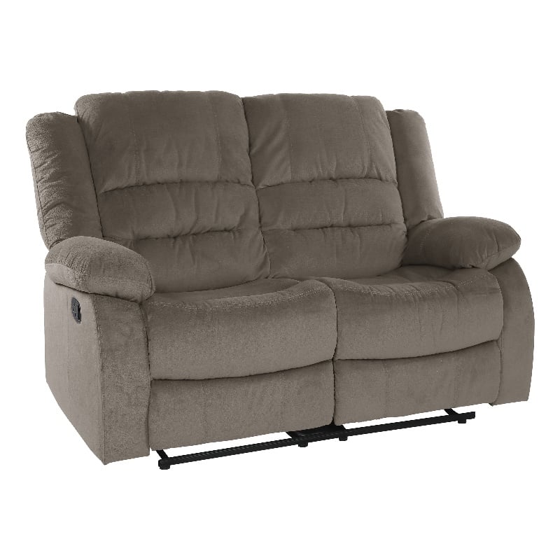 Lexicon Jarita Microfiber Fabric Double Reclining Loveseat in Chocolate