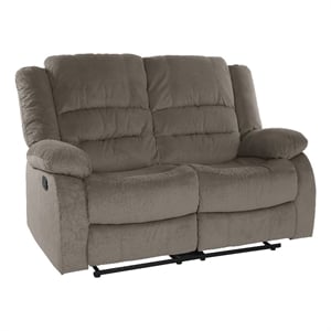 Lexicon Jarita Microfiber Fabric Double Reclining Loveseat in Chocolate