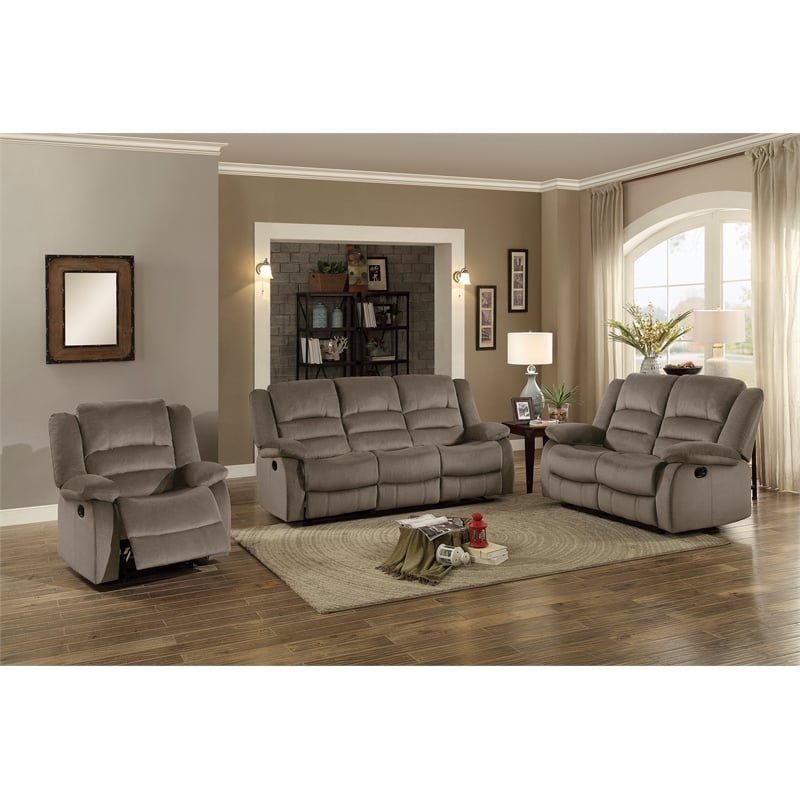 Lexicon Jarita Microfiber Fabric Double Reclining Loveseat in Chocolate