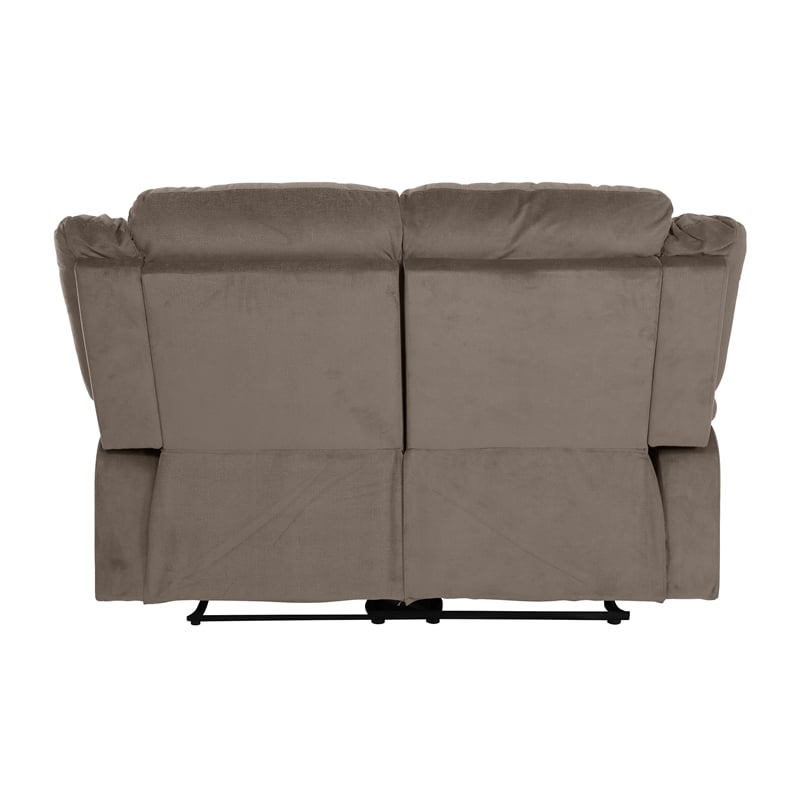 Lexicon Jarita Microfiber Fabric Double Reclining Loveseat in Chocolate
