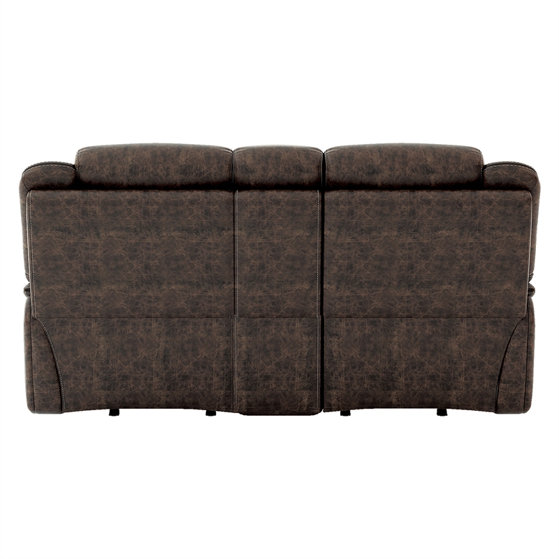 Lexicon Madrona Hill Microfiber Double Reclining Love Seat in Dark Brown