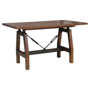 Lexicon Holverson Wood Counter Height Dining Table in Rustic Brown and Gunmetal